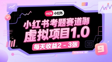 小红书考题赛道虚拟项目1.0,项目操作简单,每天收益2-3张-网赚副业网