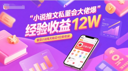 小说推文私董会大佬爆单经验分享收益12W,番茄小说每天稳定4位数收益-网赚副业网