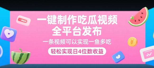 一键制作吃瓜视频,全平台发布,一条视频可以实现一鱼多吃,轻松实现日4位数收益【揭秘】-网赚副业网