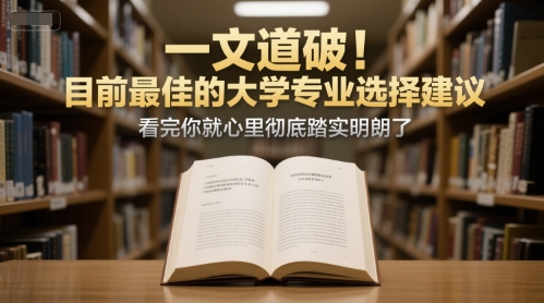 付费文章：一文道破！目前最佳的大学专业选择建议，看完你就心里彻底踏实明朗了-网赚副业网