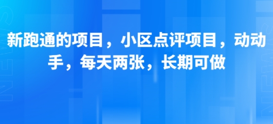 新跑通的项目,小区点评项目,动动手,每天两张,长期可做-网赚副业网