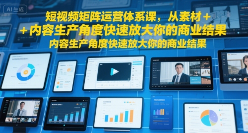 短视频矩阵运营体系课,从素材+内容生产角度快速放大你的商业结果-网赚副业网