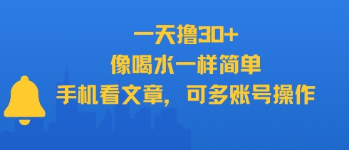 一天撸30+,像喝水一样简单,手机看文章,可多账号操作-网赚副业网