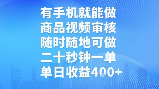 有手机就能做,商品视频审核,随时随地可做,二十秒钟一单,单日收益【揭秘】-网赚副业网