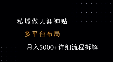 私域做天涯神贴 多平台布局 月入5k+详细流程拆解-网赚副业网