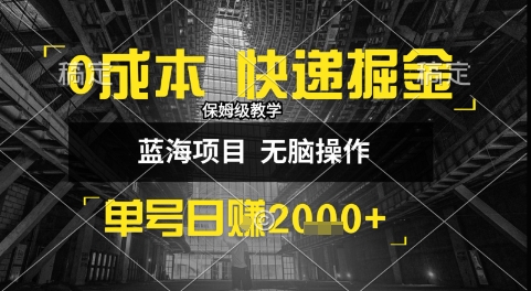 0成本快递掘金玩法,日入1k+,小白30分钟上手,收益嘎嘎猛【揭秘】-网赚副业网