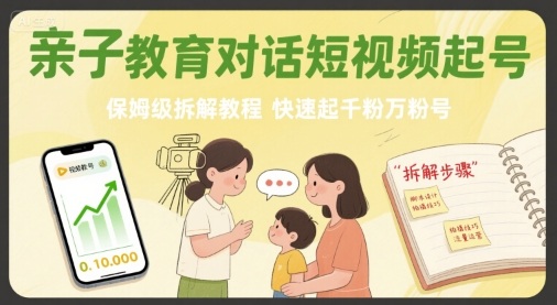 亲子教育对话短视频起号，保姆级拆解教程，快速起千粉万粉号-网赚副业网
