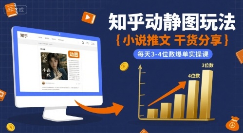 小说推文干货分享之知乎动静图玩法,每天3-4位数爆单实操课-网赚副业网