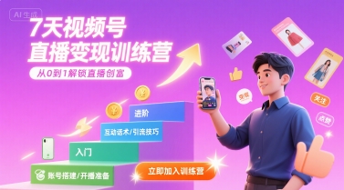 7天视频号直播变现训练营，带你从0到1解锁视频号直播创富-网赚副业网