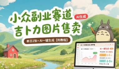 小众副业赛道 吉卜力图片售卖 单日2张+ AI一键生成【附教程】-网赚副业网
