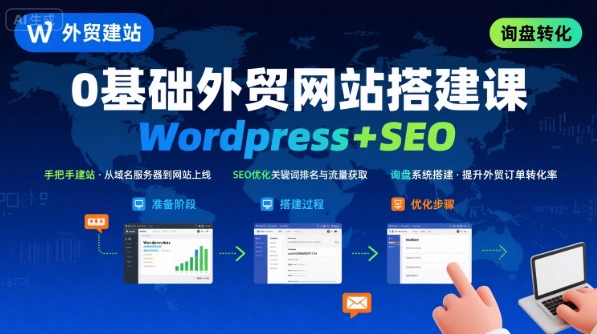 WordPress外贸建站+SEO优化课程,手把手教你从0到1搭建可获得询盘的外贸网站-网赚副业网