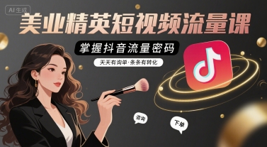 美业精英短视频流量课,掌握抖音流量密码,天天有询单,条条有转化-网赚副业网