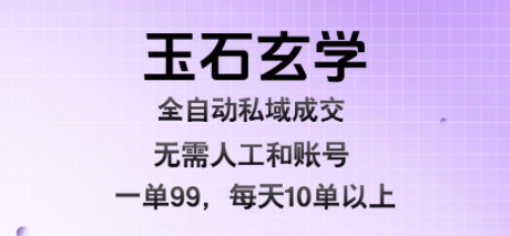 玉石玄学全自动私域成交,一单99每天十单以上,无需人工和矩阵账号,蓝海项目直接干【揭秘】-网赚副业网