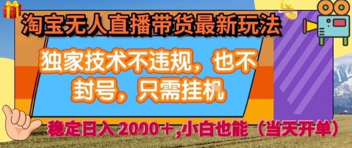淘宝无人直播带货最新玩法,独家技术不违规,也不封号,全自动运行,只需挂着, 稳定日入2k【揭秘】-网赚副业网