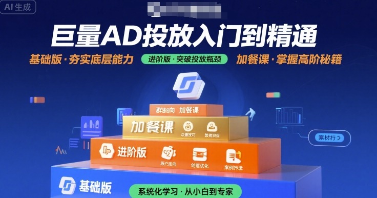 巨量AD投放入门到精通,基础版+进阶版+加餐课-网赚副业网