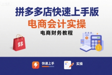 拼多多店快速上手版电商会计实操-电商财务教程-网赚副业网