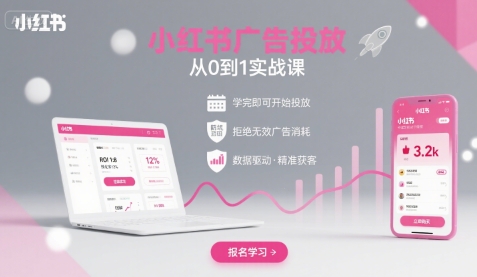 小红书广告投放从0到1的实战课,学完即可开始投放,拒绝无效广告消耗-网赚副业网