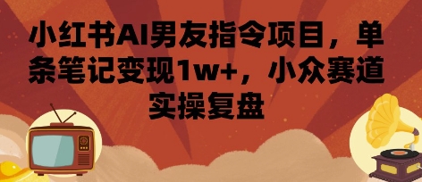 小红书AI男友指令项目,单条笔记变现1w+,小众赛道实操复盘-网赚副业网