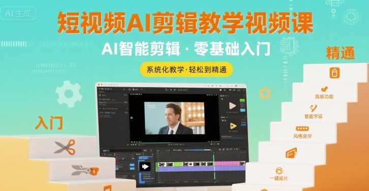 短视频AI剪辑教学视频课，入门到精通-网赚副业网