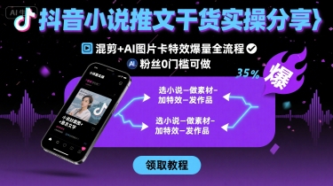 抖音小说推文干货实操分享,混剪+AI图片卡特效爆量全流程,0粉丝0门槛可做-网赚副业网