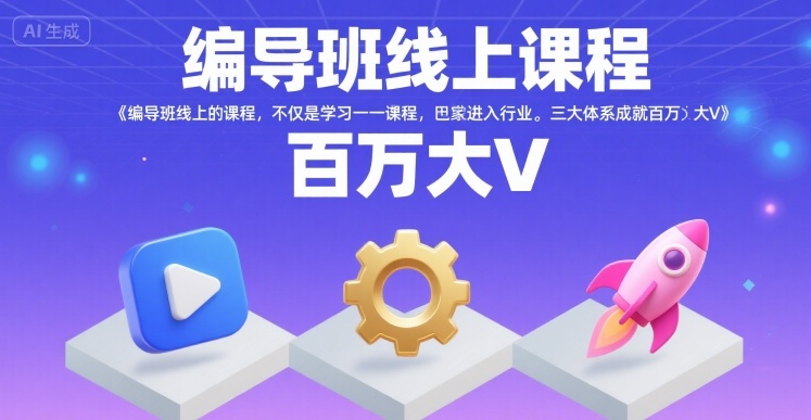 编导班线上课程,不仅是学习一门课程,更是进入一个行业,三大体系成就百万大V-网赚副业网