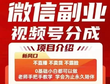 微信副业视频号分成,不直播 不卖货 不露脸,三五分钟即可完成一条作,每日收益几十、几张不等-网赚副业网