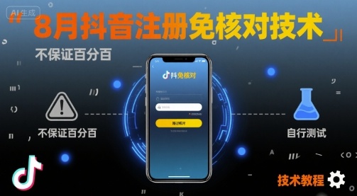 8月抖音注册免核对技术,不保证百分百,自测-网赚副业网
