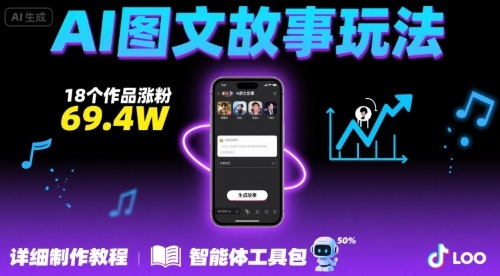 抖音爆火的ai图文故事玩法,18个作品涨粉69.4W,详细制作教程+智能体-网赚副业网