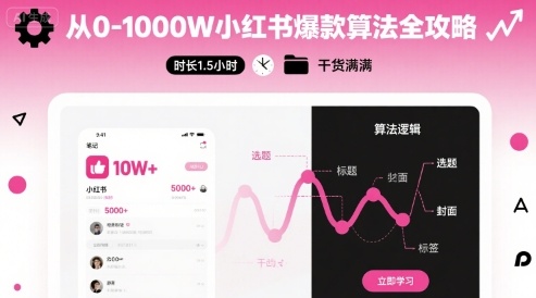 从0-1000W小红书爆款算法全攻略，时长1.5小时，干货满满-网赚副业网