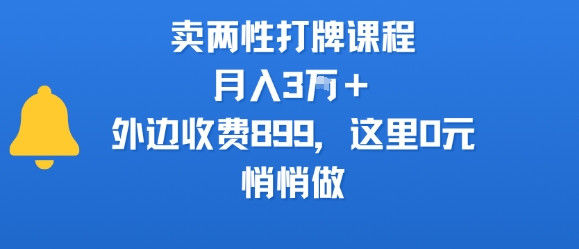 卖两性打牌课程,月入3W+外边收费899的课程,这里0元,悄悄做-网赚副业网