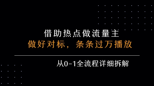 借力热点,乘顺风车玩流量主,条条过万播放, 每月收益5k+,从0-1全流程详细拆解-网赚副业网
