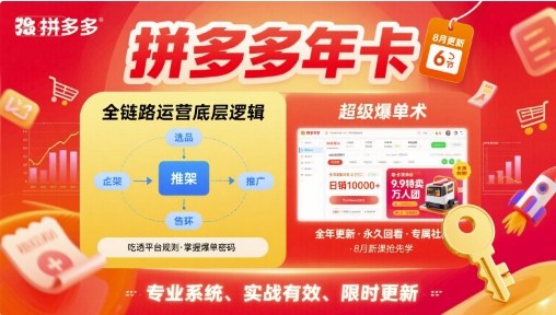 拼多多年卡【8月更新6节】拼多多全链路运营底层逻辑,超级爆单术-网赚副业网