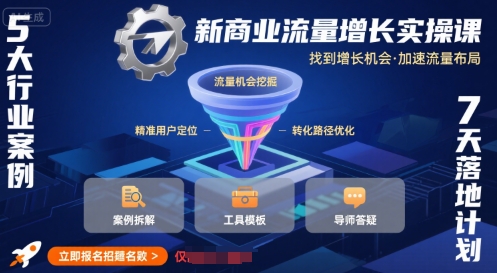 新商业流量增长实操课，找到增长机会，加速流量布局-网赚副业网