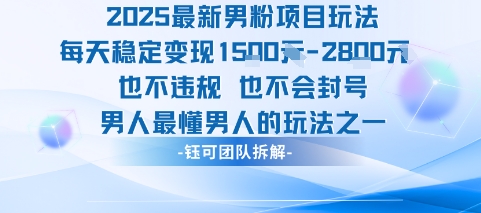 2025最新男粉项目玩法每天变现1k+也不违规也不会封号男人最懂男人的玩法-网赚副业网