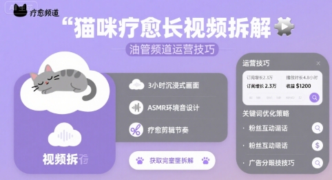 猫咪疗愈长视频拆解 &油管频道运营技巧-网赚副业网
