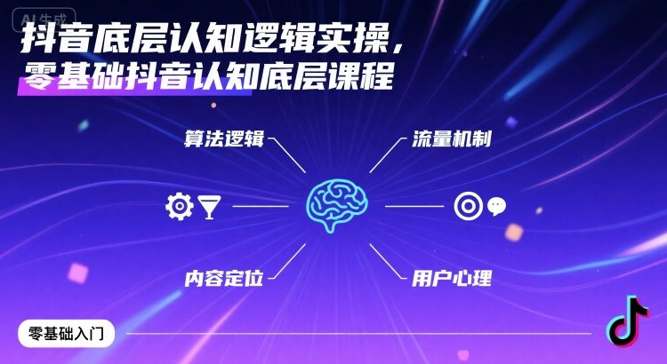 抖音底层认知逻辑实操,零基础抖音认知底层课程-网赚副业网