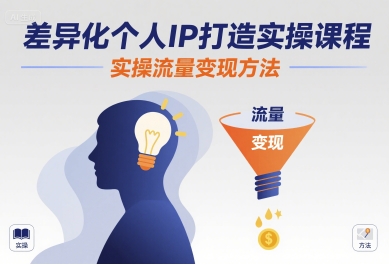 差异化个人IP打造实操课程,实操流量变现方法-网赚副业网