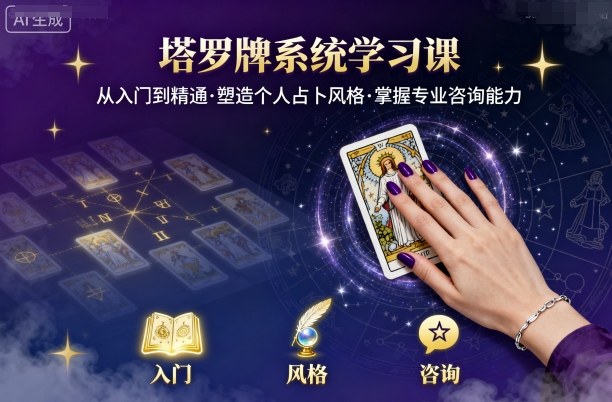 塔罗牌系统学习课,助你从入门到精通,塑造个人占卜风格,掌握专业咨询能力-网赚副业网