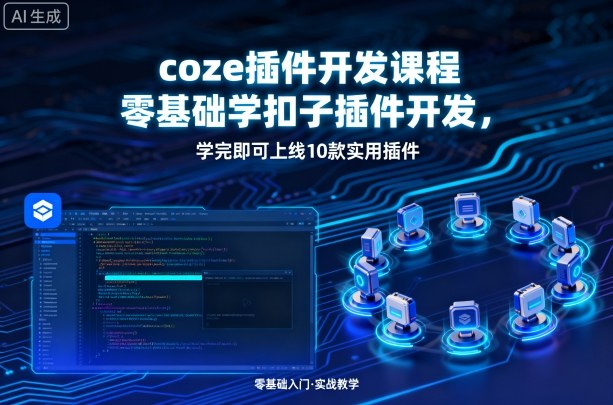 coze插件开发课程,零基础学扣子插件开发,学完即可上线10款实用插件-网赚副业网