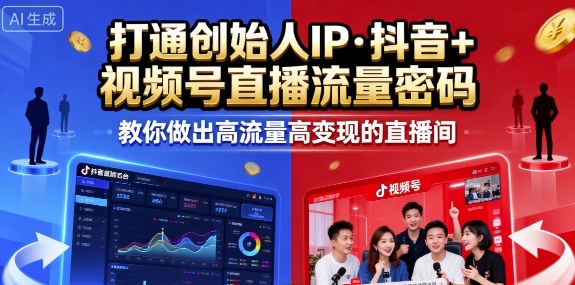 25年直播9-10两期线下课,打通创始人IP,抖音+视频号直播流量密码,教你做出高流量高变现的直播间-网赚副业网