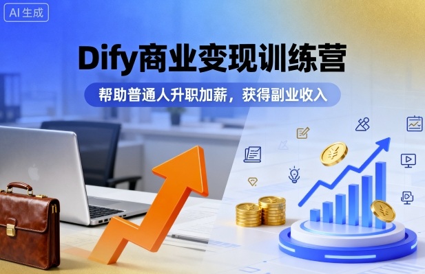 Dify商业变现训练营，帮助普通人升职加薪，获得副业收入-网赚副业网