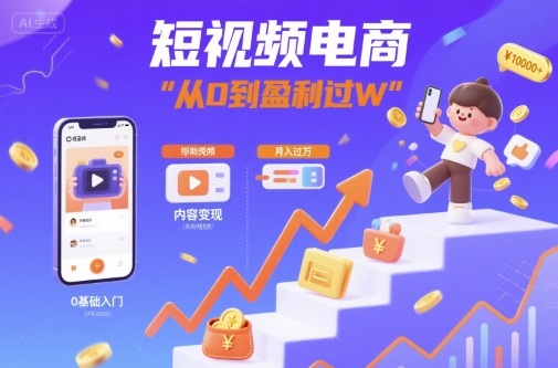 短视频电商：短视频变现从0到盈利过W-网赚副业网