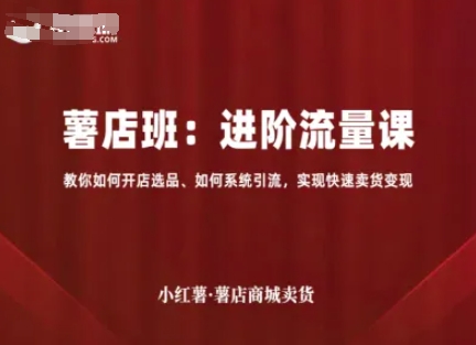 小红薯薯店商城卖货,进阶流量课,教你如何开店选品、如何系统引流,实现快速卖货变现-网赚副业网