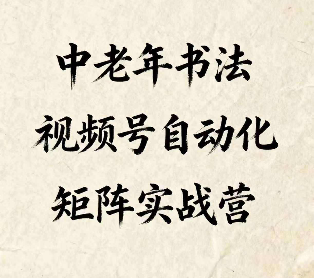 中老年书法视频号自动化矩阵实战营,一套自动化流程玩转中老年书法视频号矩阵-网赚副业网