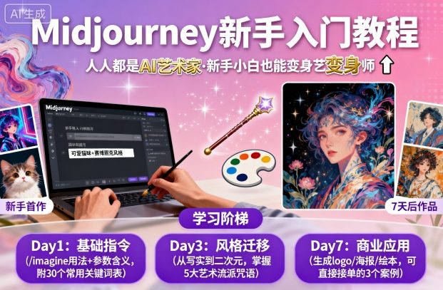 midjourney新手入门教程:人人都是AI艺术家,新手小白也能变身艺术大师-网赚副业网