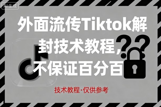 外面流传Tiktok解封技术教程,不保证百分百,具体自测-网赚副业网
