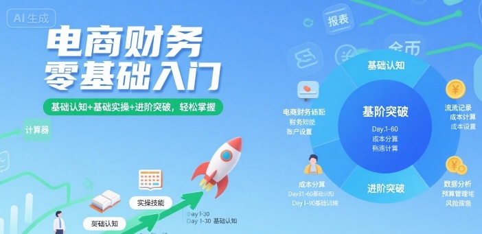 电商财务零基础入门,基础认知+基础实操+进阶突破,轻松掌握-网赚副业网