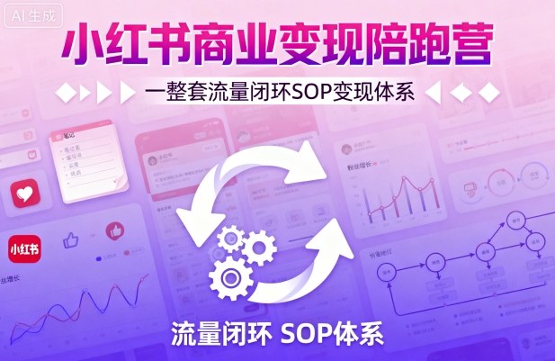 小红书商业变现陪跑营，轻IP矩阵 私域获客 聚光投流，一整套流量闭环SOP变现体系-网赚副业网