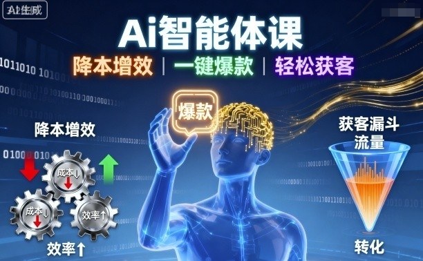 Ai智能体课,降本增效,一键爆款,轻松获客-网赚副业网