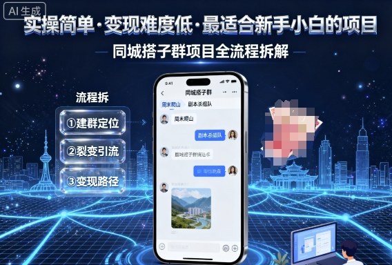 实操简单，变现难度低，最适合新手小白做的项目，每天轻松收入3张，同城搭子群项目全流程拆解-网赚副业网